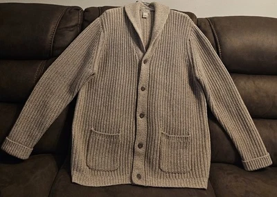 Cárdigan de lana para hombre LL Bean Ragg suéter de lana de cordero marrón claro talla XL  Foto 1 de 4