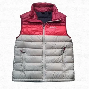 Marmot Men's M Ares Puffer Vest 600 Fill Down Color Block Port Red Steel Onyx - Picture 1 of 19