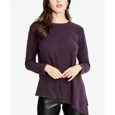 Suéter Rachel Rachel Roy bainha assimétrica tamanho 2X roxo zíper lateral $79 - Imagem 1 de 4