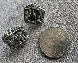 JUDITH JACK 925 STERLING Silber Vintage funkelnde Markasiten Ohrhänger SCHÖN - Bild 1 von 17