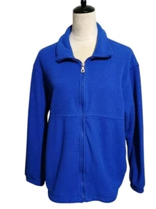 Lands End SZ Medium Polyester Fleece Zippered Jacket Royal Blue 2 Front Pockets - Photo 1/14