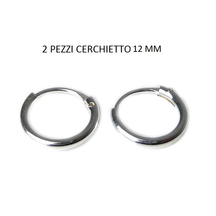 Orecchini Cerchio Argento 925 Piercing Naso 12  mm - Immagine 1 di 1