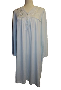 Miss Elaine Classics XL Soft Nightgown Long Sleeves Aqua - Picture 1 of 10