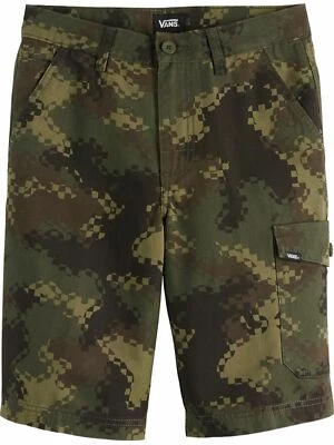 Vans Boys Ranger Green Geometric Camo Cargo Denim Shorts - Image 1 of 2