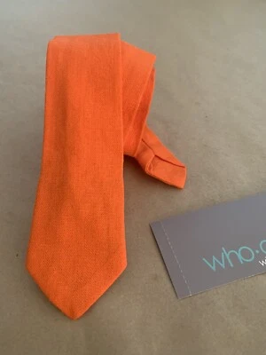 Toddler Neck tie * ORANGE * Linen skinny necktie * hipster * 2T - 9 *ONE SIZE - Image 1 of 4