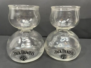 Jack Daniels Old No 7 Double Bubble Shot Chaser Jigger Glass Gentleman Lot Of 2 - Picture 1 of 6