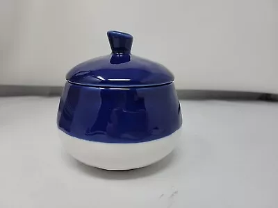 Cobalt Blue & White Sugar Bowl with Lid by 10 Strawberry Street 4" Tall  - Image 1 of 4