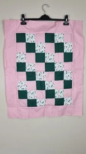 Handmade Patchwork Quilt Cot Blanket Gitls 75 X 60cm Pink Flamingo - Picture 1 of 8