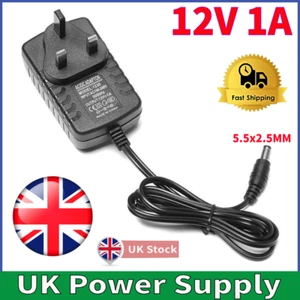 Power Supply Adapter 100-240V AC to DC 12V 1A Power Supply 5.5mm x 2.5MM UK Plug - Picture 1 of 4