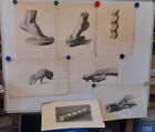 7 oryginalnych rysunków anatomicznych z 19. Jh. Nóżki dłonie ok. 47x30