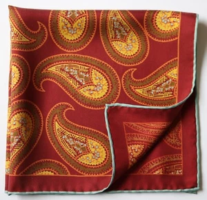 Einstecktuch aus Seide. Paisley 45cm. Handgerollt. Hergestellt in England - Bild 1 von 2
