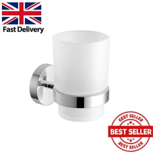 Toothbrush Holder Wall Mounted Tumbler Bathroom Accessory Modern Chrome Glass - Picture 1 of 3
