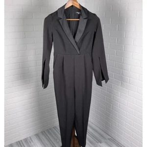 Express Black Tuxedo Style Jumpsuit Blazer Collar Long Sleeve Professional Wear - Picture 1 of 11
