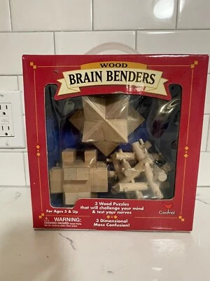 New In Box- Vintage 2003- Cardinal Wood Brain Benders 3-3D Puzzles Item - Image 1 of 3