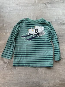 Hanna Andersson Boys Ski Bulldozer Applique Shirt Size 4 - Picture 1 of 3