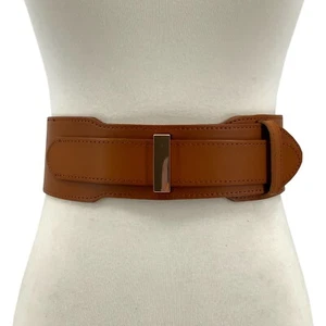 Women's Wide Elastic Vintage Soft Full Grain Leather Stretch Boho Waistband Belt - Picture 1 of 15