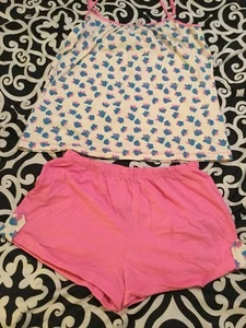 ILUSION Sleepwear Set - Top & Shorts - Pink Blue - Size CH/S - Petals Watercolor - Picture 1 of 4