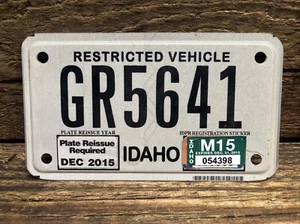 IDAHO - RESTRICTED VEHICLE - LICENSE PLATE.# GR5641 - Picture 1 of 2
