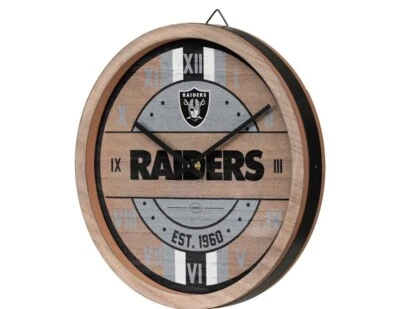 Relógio de parede RAIDERS madeira bom presente NFL autêntico trabalho em casa escritório armazém - Imagem 1 de 3
