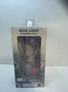 e-specs BLUE LIGHT Filtering Specs Reading Glasses +2.00 Clear W/blue Floral Arm - Picture 1 of 12