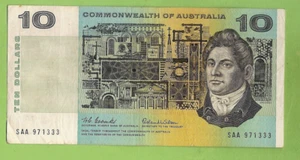 #D177. AUSTRALIAN $10 PAPER COOMBS / WILSON - SAA 971333 FIRST PREFIX - Picture 1 of 2