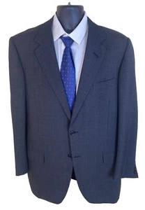 Oxxford Clothes Mens Sport Coat 43L Dark Gray Glen Plaid Wool Cashmere Jacket - Picture 1 of 14