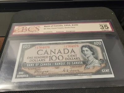 1954 Canadian $100 Devil Faced Gradedvery Fine 35 Original - Image 1 of 4