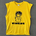 Charlie Sheen Winning T-Shirt Adult L Yellow Graphic Cot Off Sleeves Funny Mens