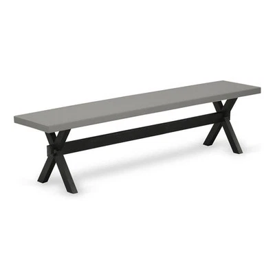 Banco de comedor de madera Pemberly Row contemporáneo estilo X 15x72" en negro/gris Foto 1 de 4