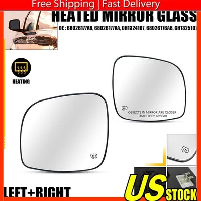 Espejo de vidrio lado derecho izquierdo con placa de respaldo B para Dodge Grand Caravan 2008-19 Foto 1 de 4