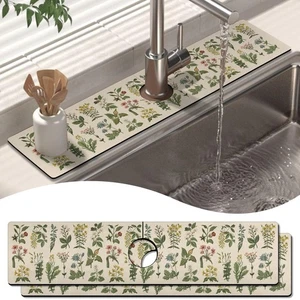2 Pack 2 Pack Kitchen Sink Splash Guard Faucet Mat 24" X 5.5" Floral Absorben... - Bild 1 von 7