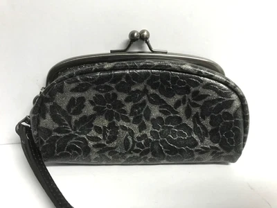 Patricia Nash Metallic Leather Silver and Black Makeup Cosmetic Bag Rare - Image 1 of 4