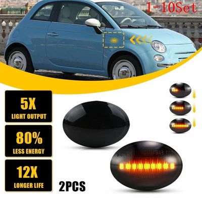 Juego de 1-10 luces de señal de giro marcador lateral humo para Fiat 500 500c Abarth 07-19 Foto 1 de 4