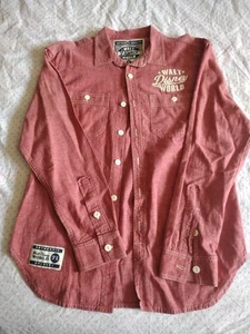 EUC Walt Disney World Authentic Quality Shirt Muted Red Button Up Embroidered - Picture 1 of 19
