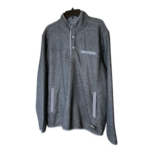 Pullover Henley a presión grande de lana azul jaspeado cuello falso Eddie Bauer para hombre - Imagen 1 de 11