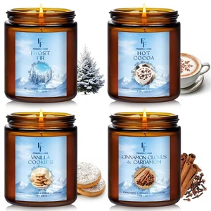 Velas de invierno, velas perfumadas para el hogar, paquete de 4 velas de soja natural de vacaciones,... - Imagen 1 de 7