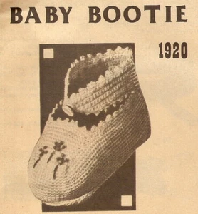 Vintage Crochet 1920 Baby Bootees  PATTERN ONLY - Picture 1 of 1