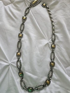 Silver And Amber Womens Chunky Statement Necklace - Picture 1 of 3