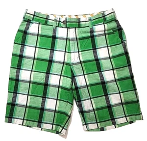 Pantalones Cortos LoudMouth Cuadros Frente Plano Para Hombres 34 Algodón Spandex Verde Negro Blanco - Imagen 1 de 7