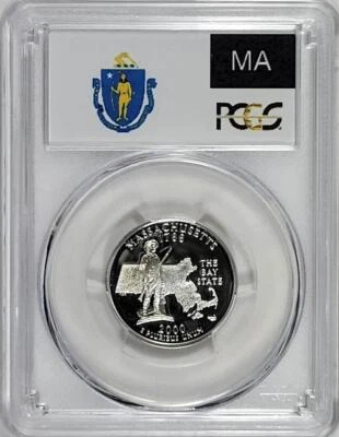 2000 - S Silver Washington Quarter - Massachusetts - PCGS PR69DCAM - Flag Series - Image 1 of 2