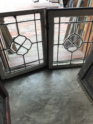 Sg 1583 Match Pair Antique All Beveled Glass Window 20.5 X 23.25 Cover