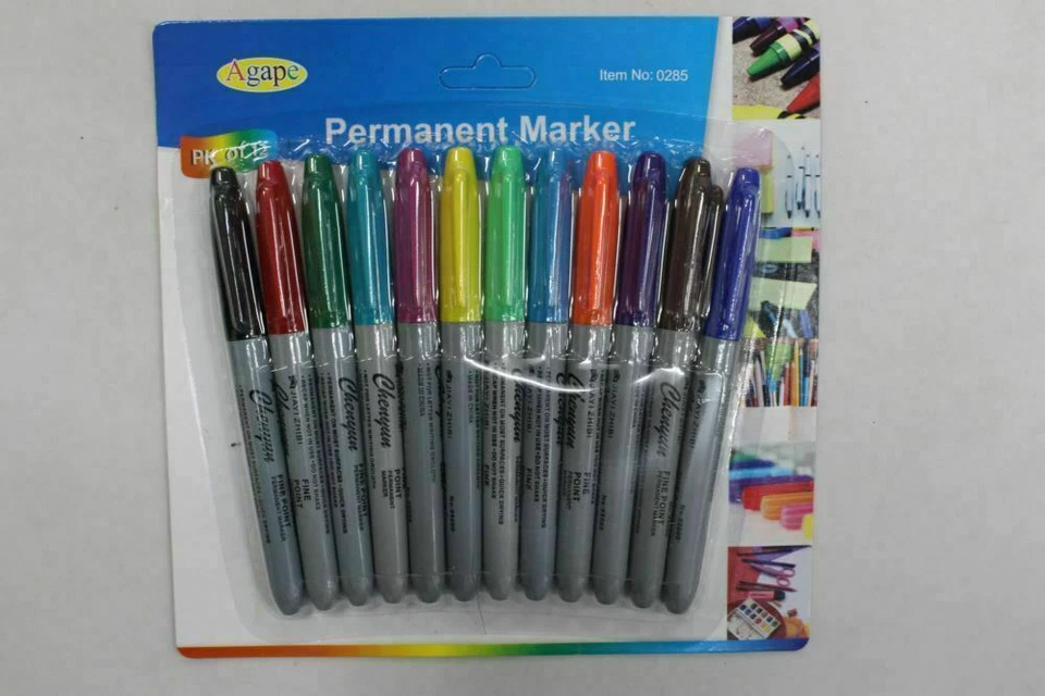 12PCS Coloured Colour Markers Permanent Marker Pen Bulk Fine Point - image 1 of 1