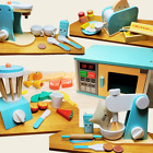 Wooden Toy Kitchen Utensils Play Toaster Juicer Blender Pretend Mixer Microwave