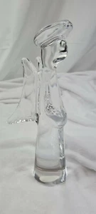 Vintage 25% Lead Clear Crystal Angel With Halo Figurine Christmas Japan - Picture 1 of 4