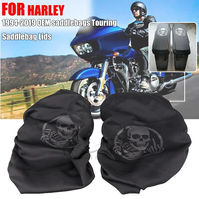 Black Dustproof Saddlebag Lid Covers For Harley 94-19 Street Glide Road King FLH Foto 1 de 4