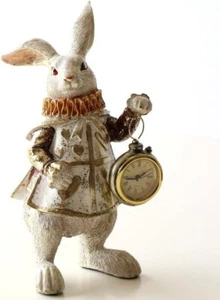 Alice In Wonderland White Rabbit Clock Statue Antique Style From Japan New - Picture 1 of 7