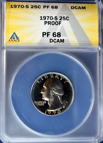 1970 S Washington Quarter PROOF 68 DCAM Uncirculated ANACS Cover