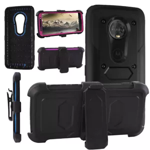 For Motorola Moto G6 Belt Holster Case Hybrid Rugged Shockproof Hard Armor Cover - Picture 1 of 33
