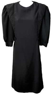 Vintage Gothic Wednesday Dress S M Swiss Dot Puff Sleeve Ruffle Goth Beetlejuice - Image 1 of 4