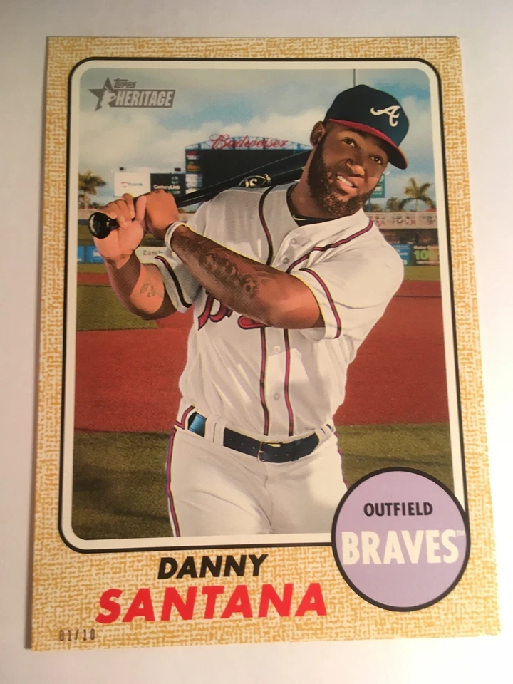2017 Topps Heritage High Number Jumbo 5x7 Danny Santana Braves 548 01/10 Gold - Image 1 of 1